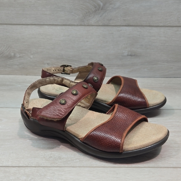SAS Women Comfort Tripad Brown Leather Sandals Shoes Sz 8.5WW - Picture 1 of 10